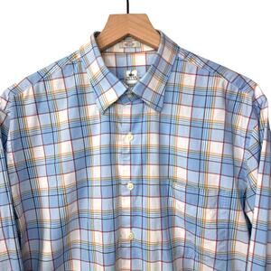PETER MILLAR Button Down Shirt Size L Cotton Plaid‎ Summer Preppy Camping Golf